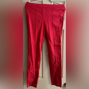 Vibrant Red Textured Pants